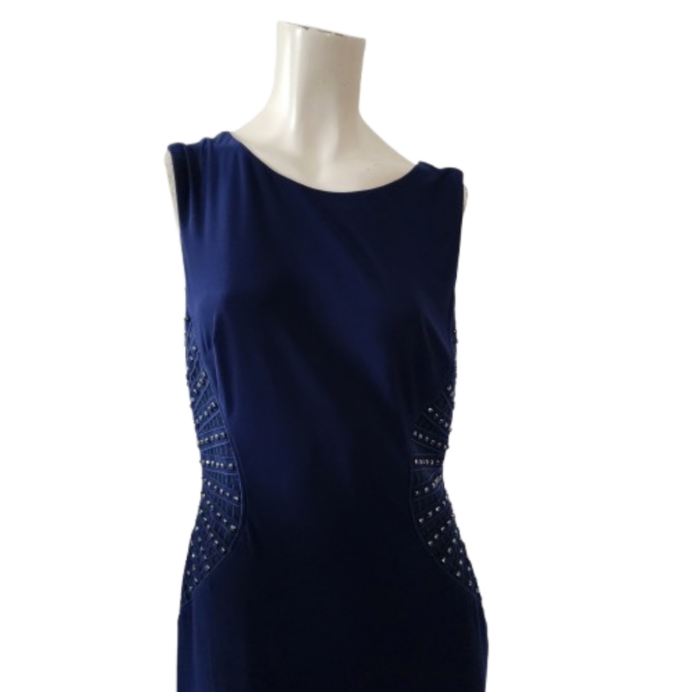 Laundry By Shelli Segal Sleeveless Gown Women's 8 Navy Blue Full Length Dress - Picture 4 of 10
